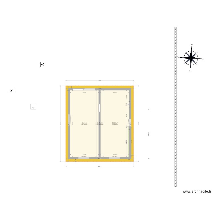AJ SSOL et RdJ loc - phase I. Plan de 24 pièces et 258 m2