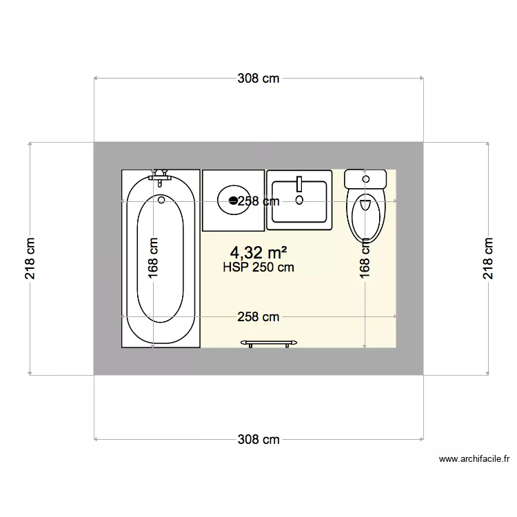 Salle de bain haut. Plan de Salle de bain haut. Plan de