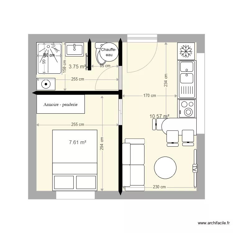 studio 3. Plan de 