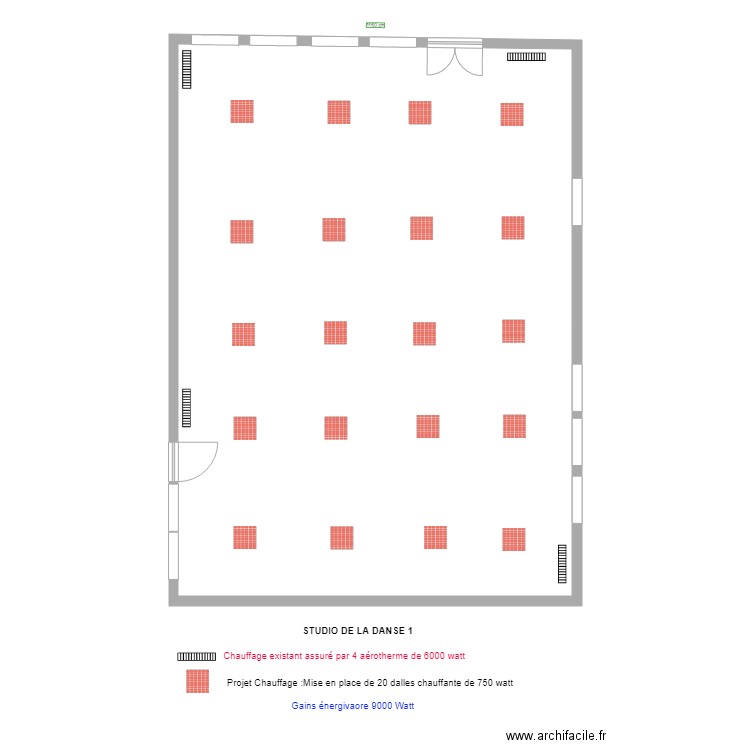 STUDIO DE LA DANSE . Plan de 1 pièce et 139 m2