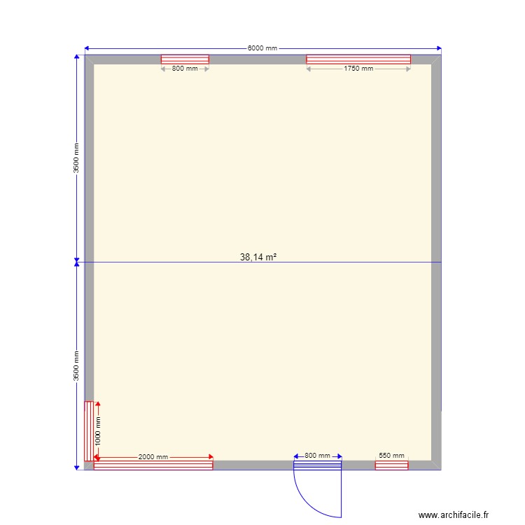  30 61 3 sv. Plan de 1 pièce et 38 m2