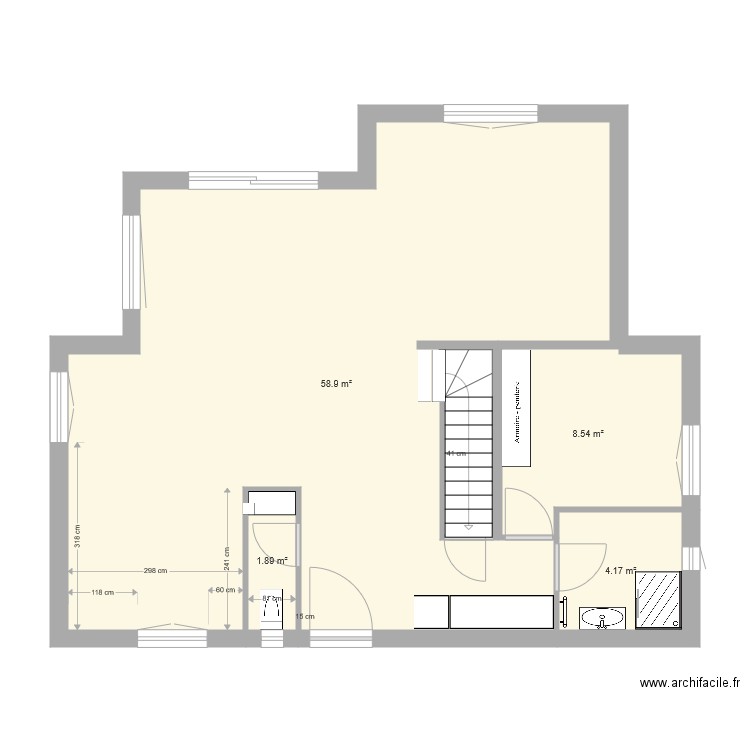 plan rez chaussee avec metrage. Plan de 0 pièce et 0 m2