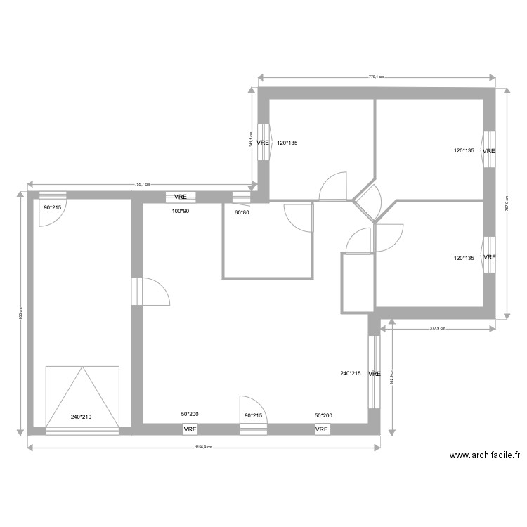 Plan maison 2. Plan de 3 pièces et 42 m2