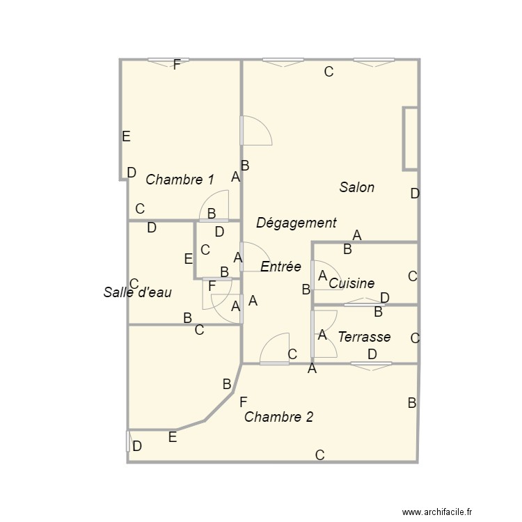 Croquis RUMEBE. Plan de 8 pièces et 33 m2