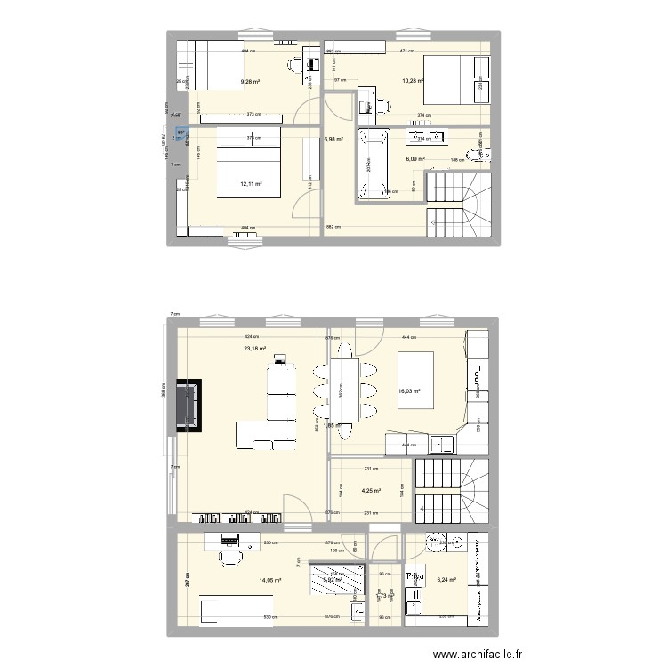Adainville_etage_2. Plan de 13 pièces et 223 m2