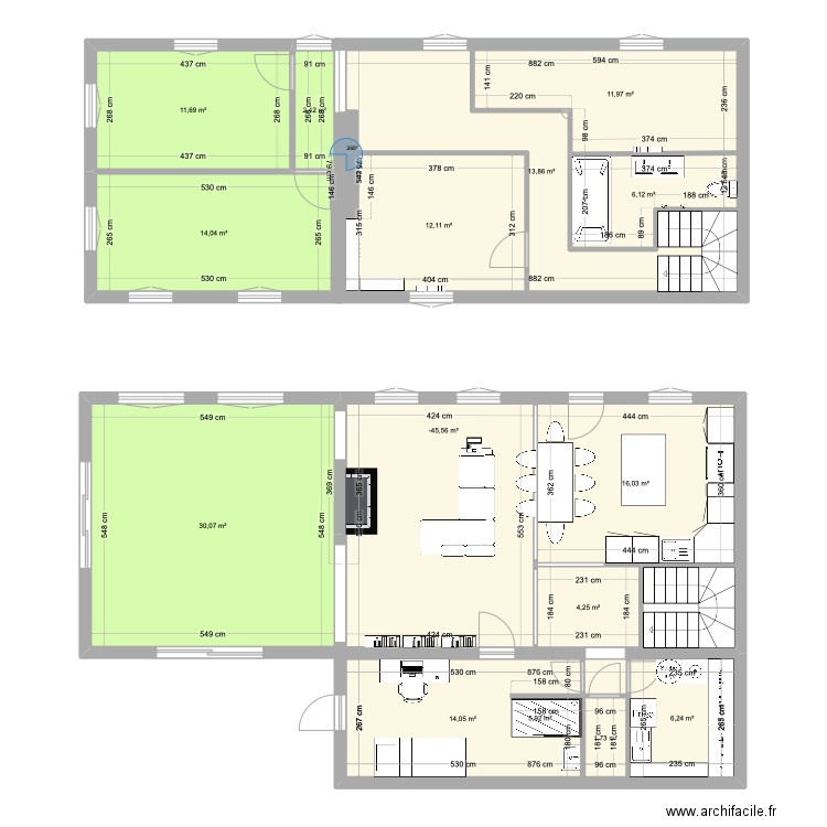 Adainville_etage_3. Plan de 15 pièces et 225 m2
