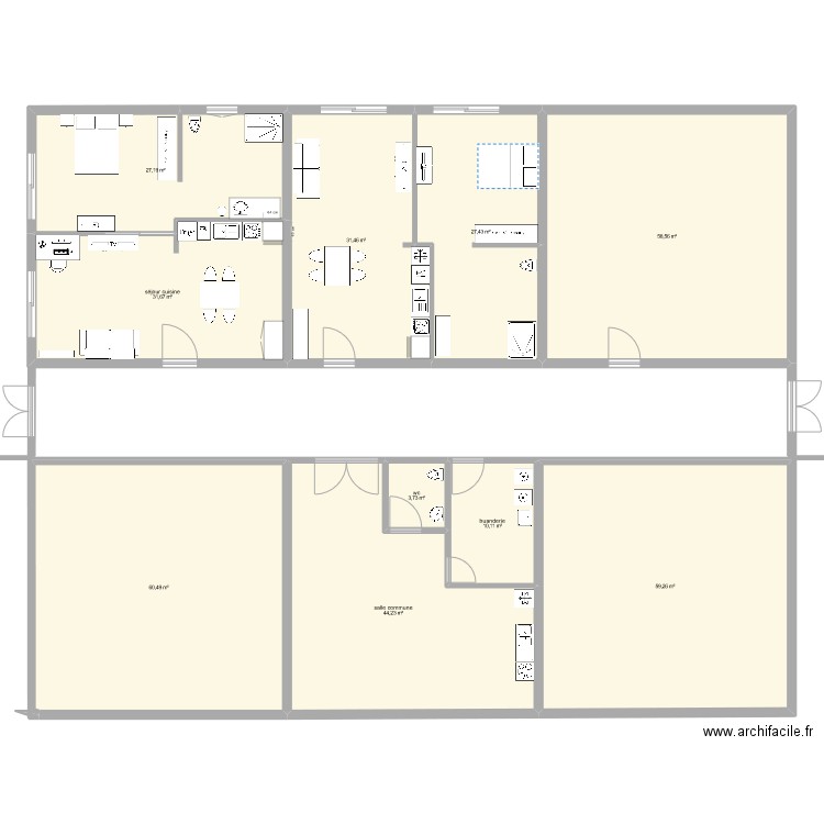 maison habinclpah5logts et espace commun. Plan de 10 pièces et 354 m2