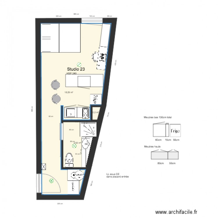 STUDIO 23 APRES colonne. Plan de 0 pièce et 0 m2