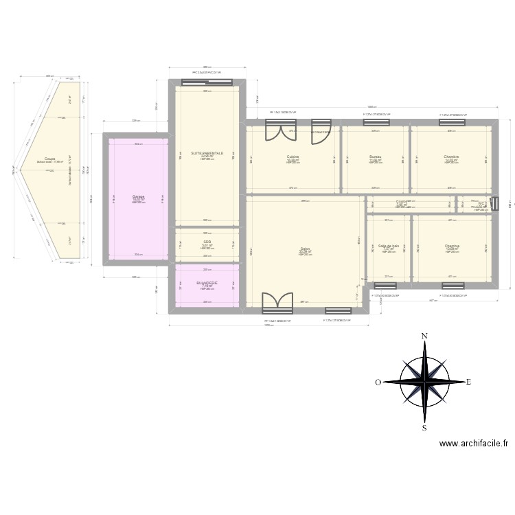 GALLET DAUX. Plan de 12 pièces et 157 m2