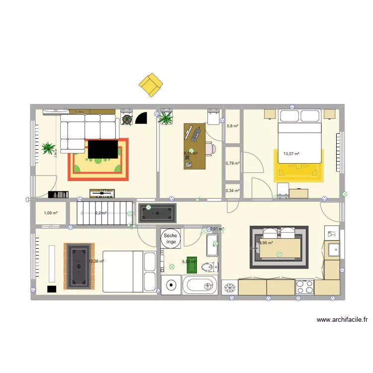 Plan Appartement - en arrivant. Plan de 12 Pièces et 81 m² Plan Appartement - en arrivant. Plan de 12 Pièces et 81 m²