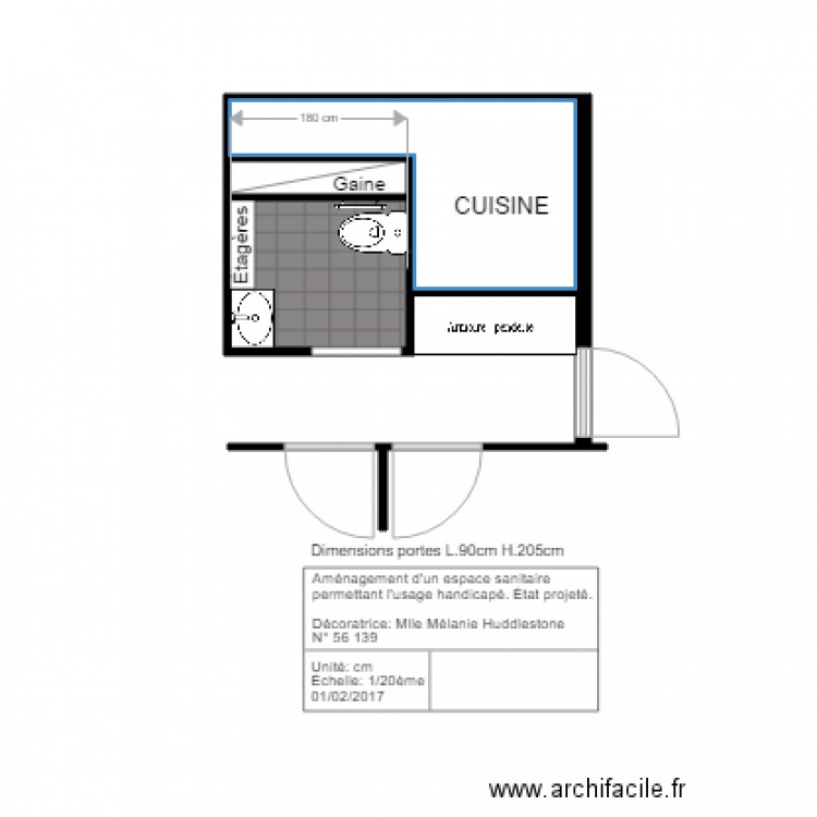 WC handicapé amenagement. Plan de 0 pièce et 0 m2