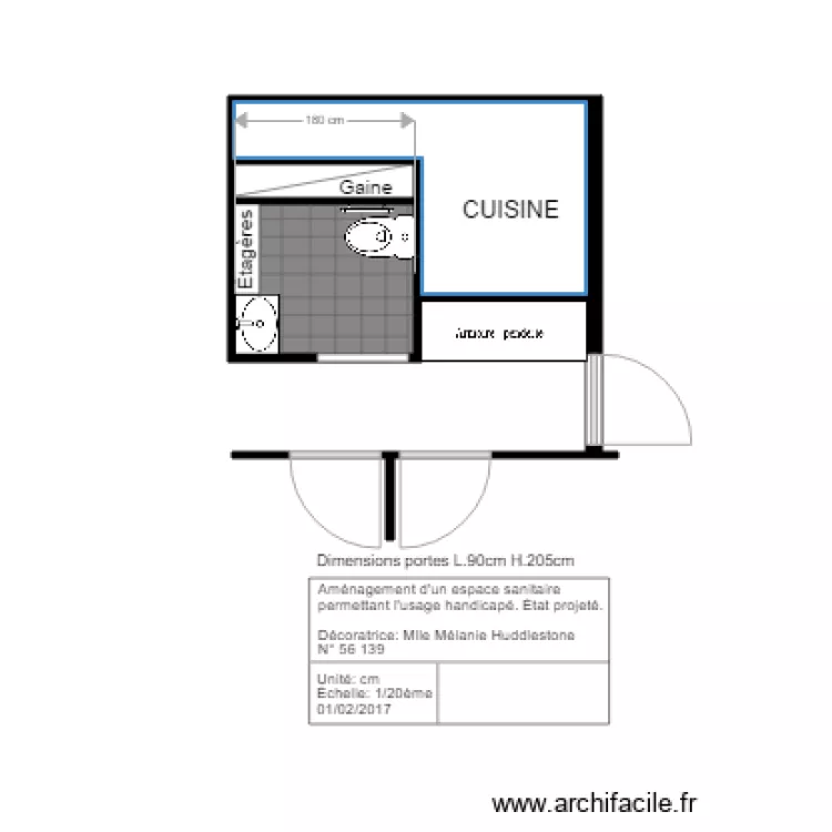 WC handicapé amenagement. Plan de WC handicapé amenagement. Plan de