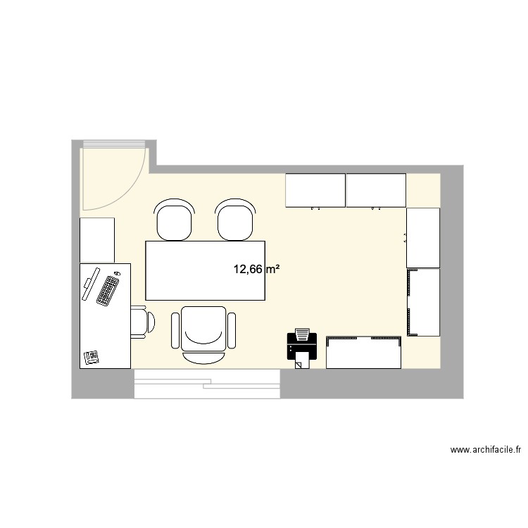 Bureau v4. Plan de 1 pièce et 13 m2