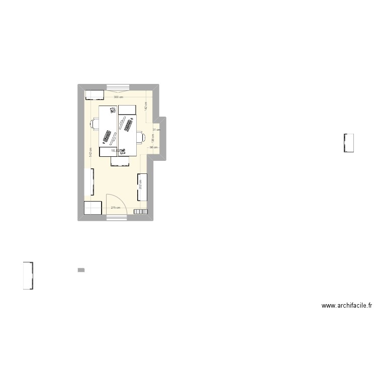 B11. Plan de 1 pièce et 16 m2