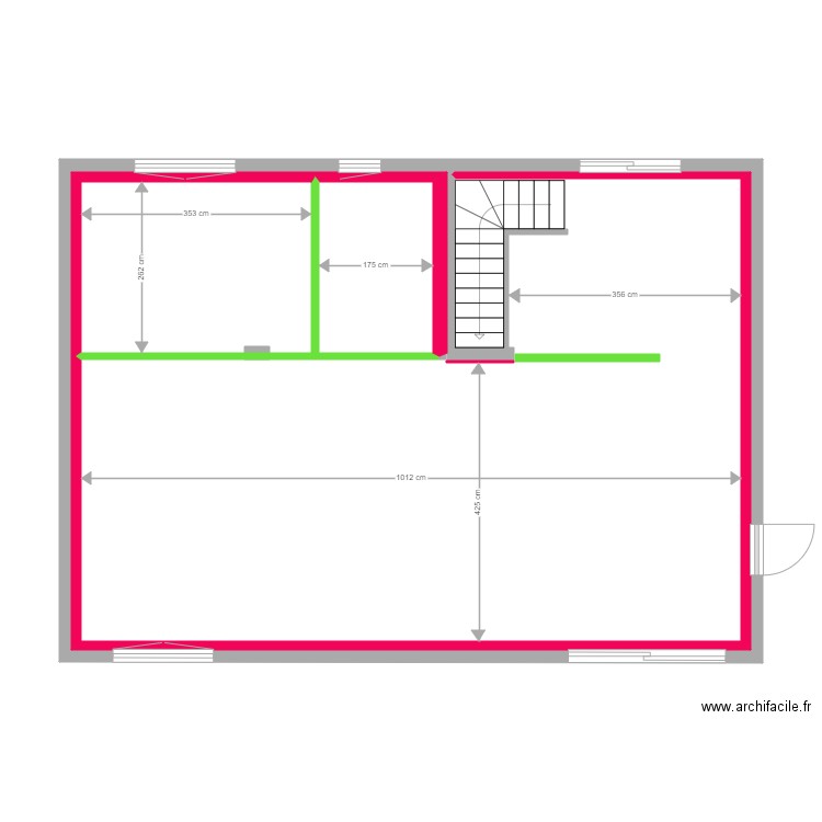 Garage 2020 n21 Cloison interieur. Plan de 3 pièces et 69 m2