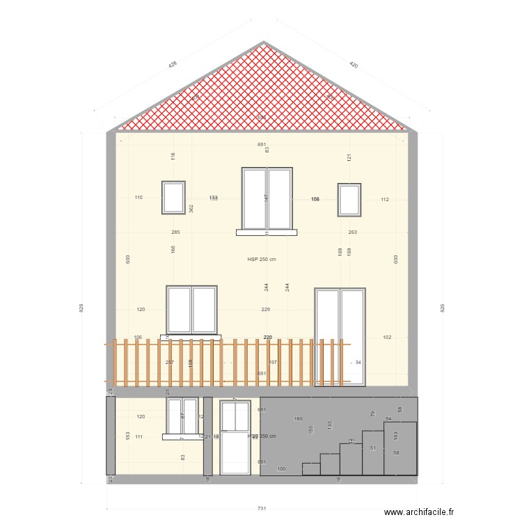 plan facade tramblay terasse. Plan de 0 pièce et 0 m2