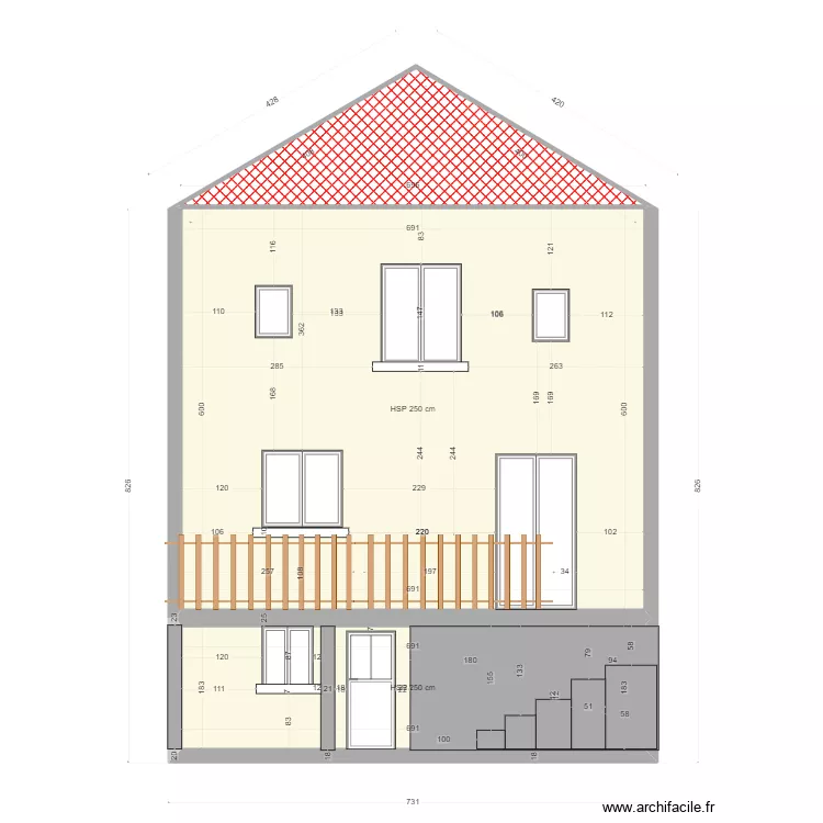 plan facade tramblay terasse. Plan de 