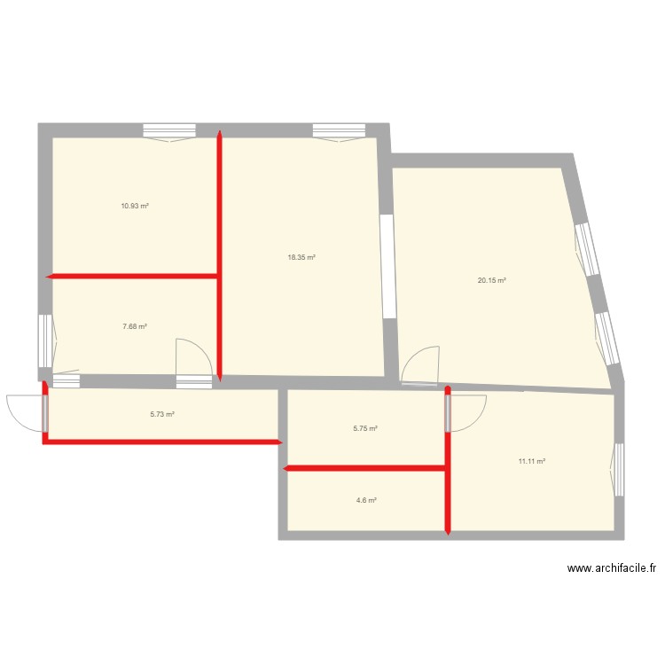Paln étage initial. Plan de 0 pièce et 0 m2
