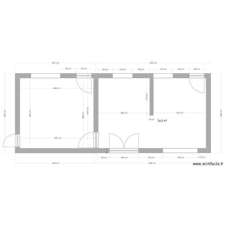 accueil. Plan de 1 pièce et 25 m2