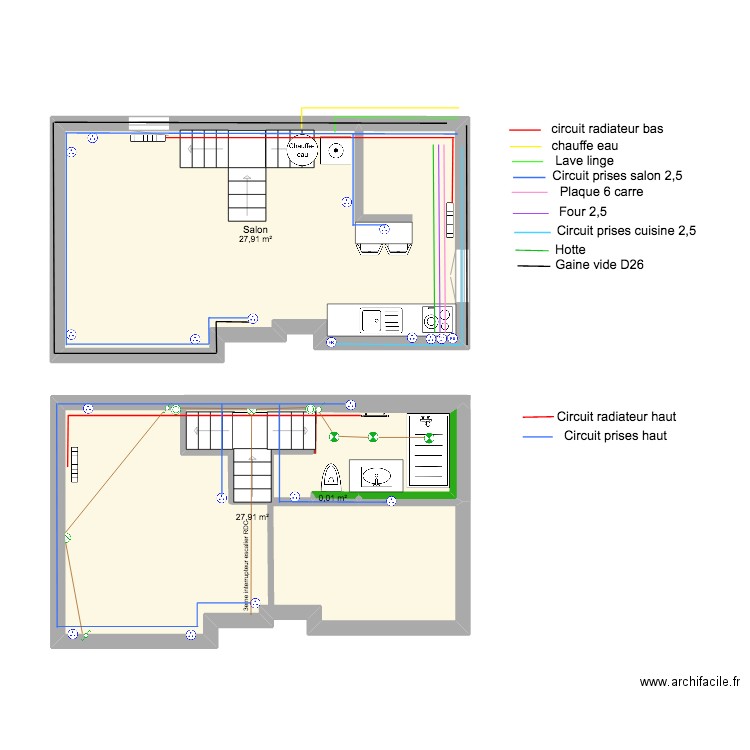 rochelle rdc. Plan de 3 pièces et 56 m2