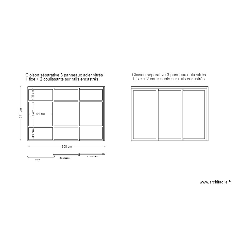 cloison separative coulissante. Plan de 0 pièce et 0 m2