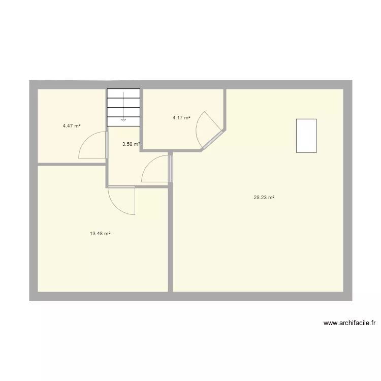 Chambre bas maison original. Plan de 