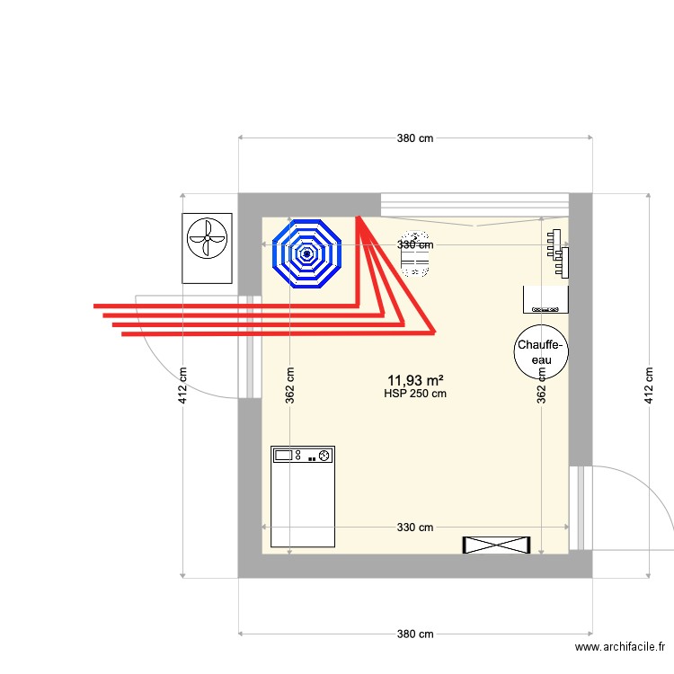 LOCAL TECHNIQUE VANILLE. Plan de 1 pièce et 12 m2