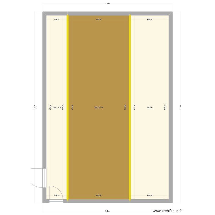 pieces poule pondeuse. Plan de 3 pièces et 119 m2