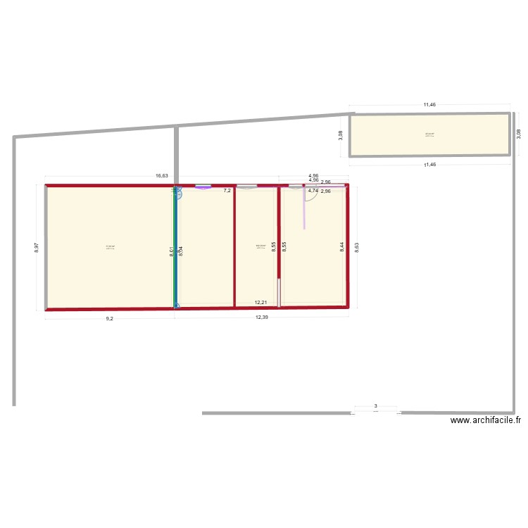 rudelle1. Plan de 4 pièces et 213 m2