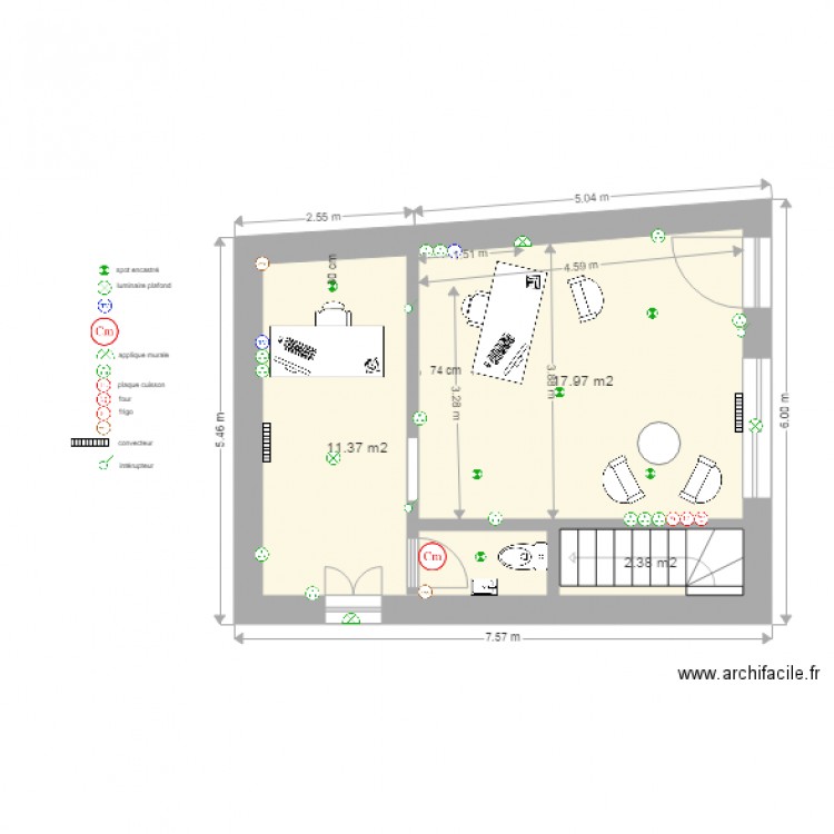 chauvin RDC rénové. Plan de 0 pièce et 0 m2