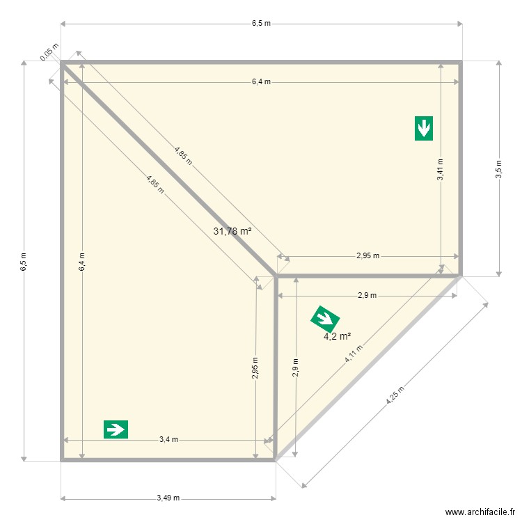 EXTERIEUR. Plan de 2 pièces et 36 m2