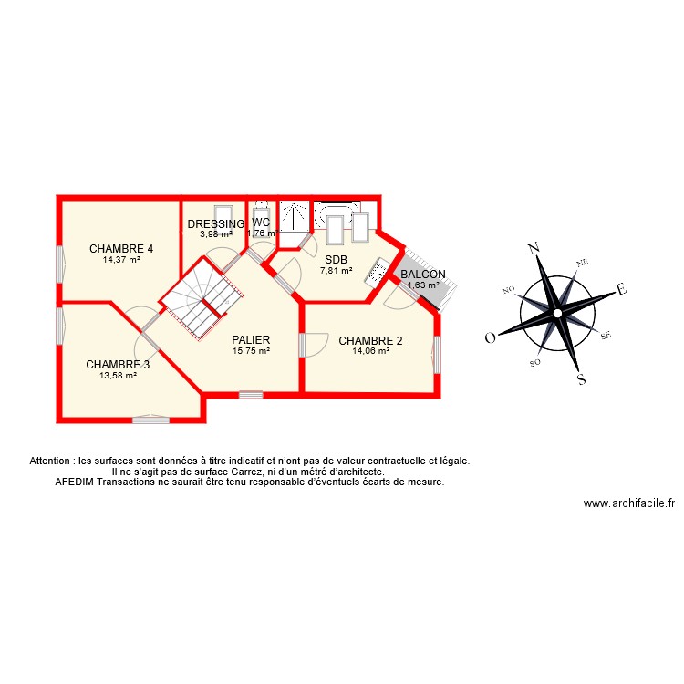 BI 8781 ETAGE. Plan de 12 pièces et 78 m2