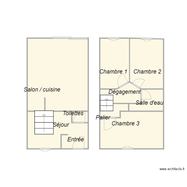 Croquis GUILLE. Plan de 9 pièces et 24 m2