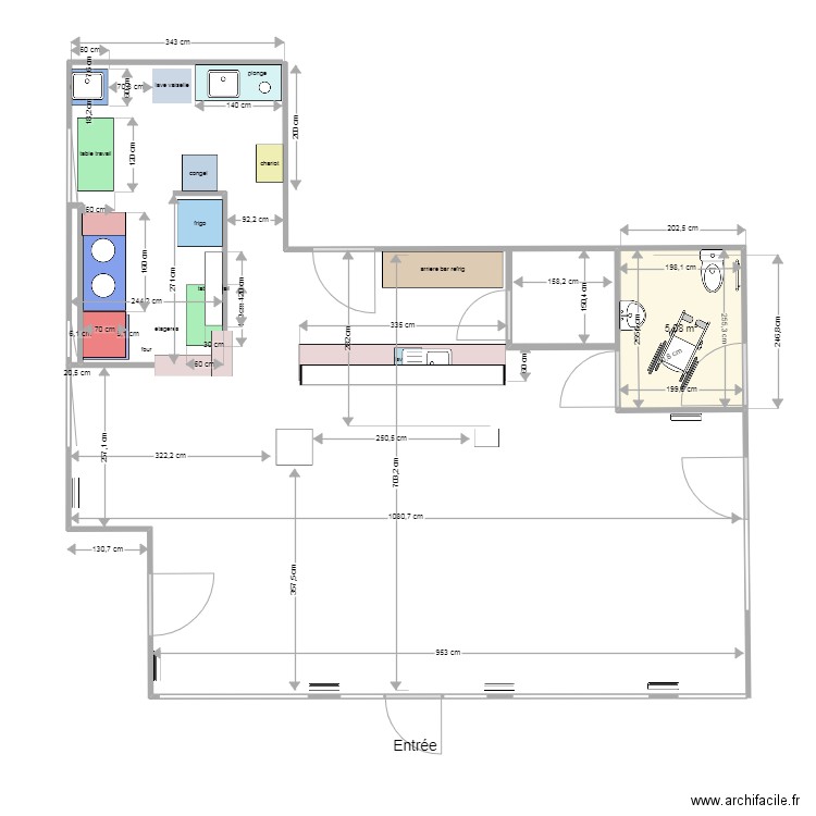 Cuisine bar 3. Plan de 1 pièce et 5 m2