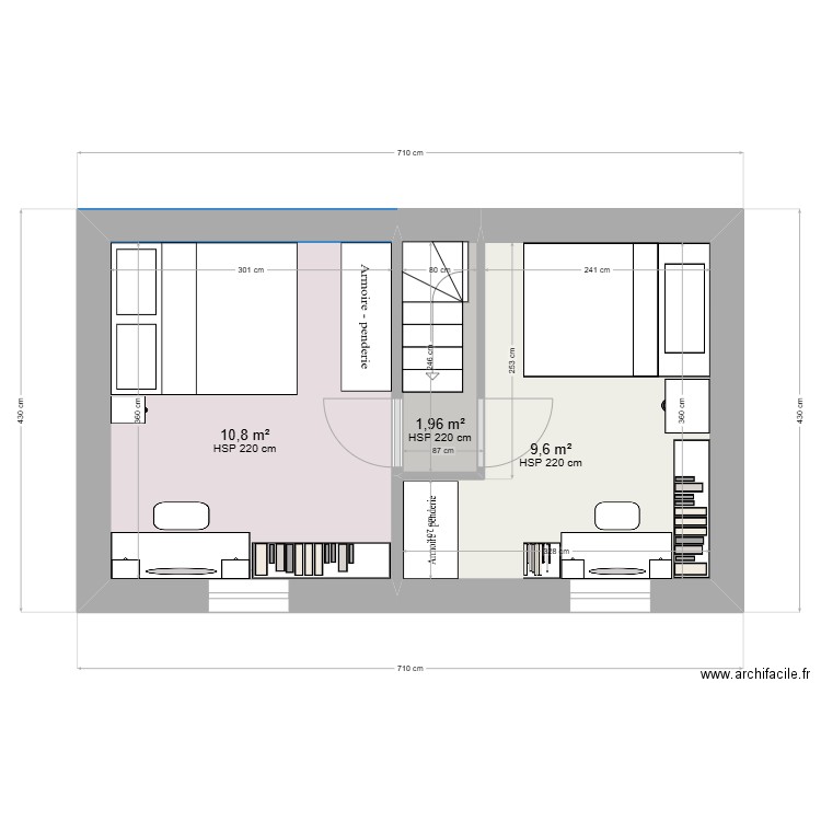 1er maisonette 1. Plan de 3 pièces et 22 m2