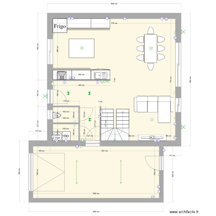 Maison meublée bas . Plan de 4 pièces et 85 m2