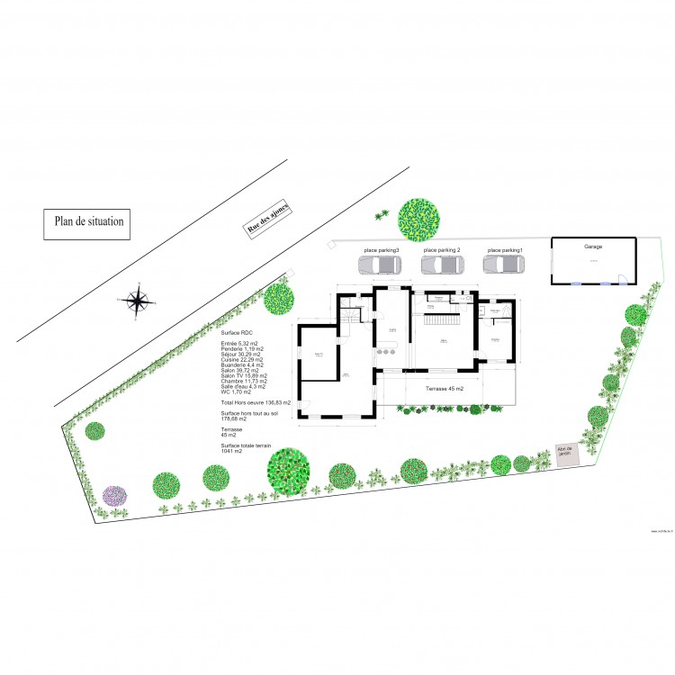 Plan maison. Plan de 16 pièces et 590 m2