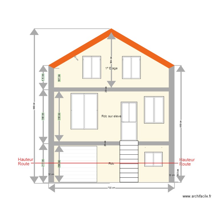 Projeto devis façade. Plan de 6 pièces et 85 m2