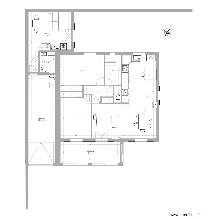 Maison Garage 9 Amenagement. Plan de 13 pièces et 129 m2