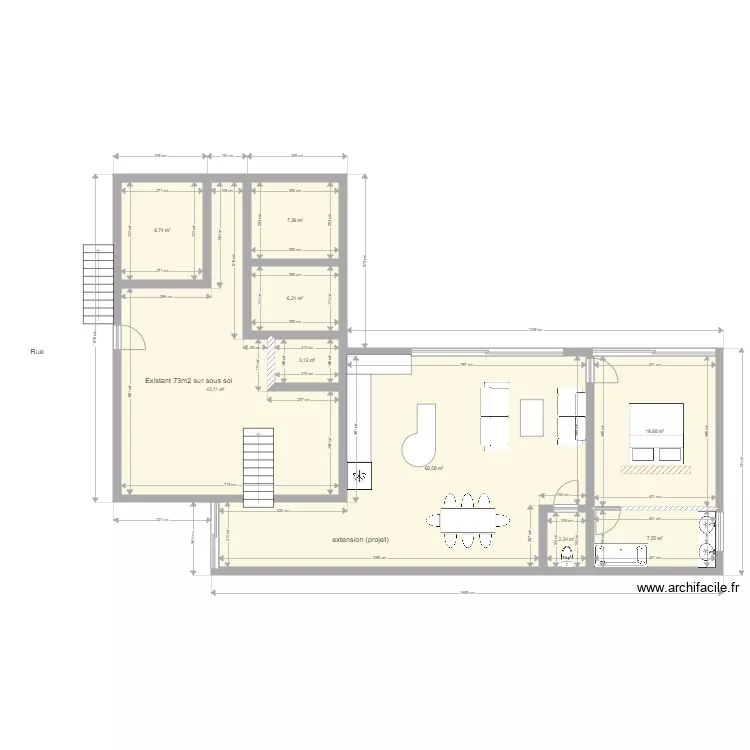 Plan agrandissement maison. Plan de 