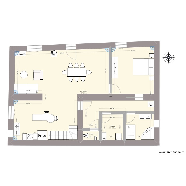 PLAN MAISON 1 er étage. Plan de 2 pièces et 106 m2