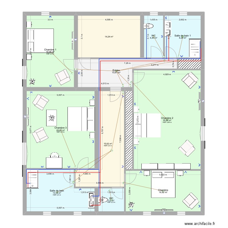 Rochetaillée. Plan de 13 pièces et 174 m2