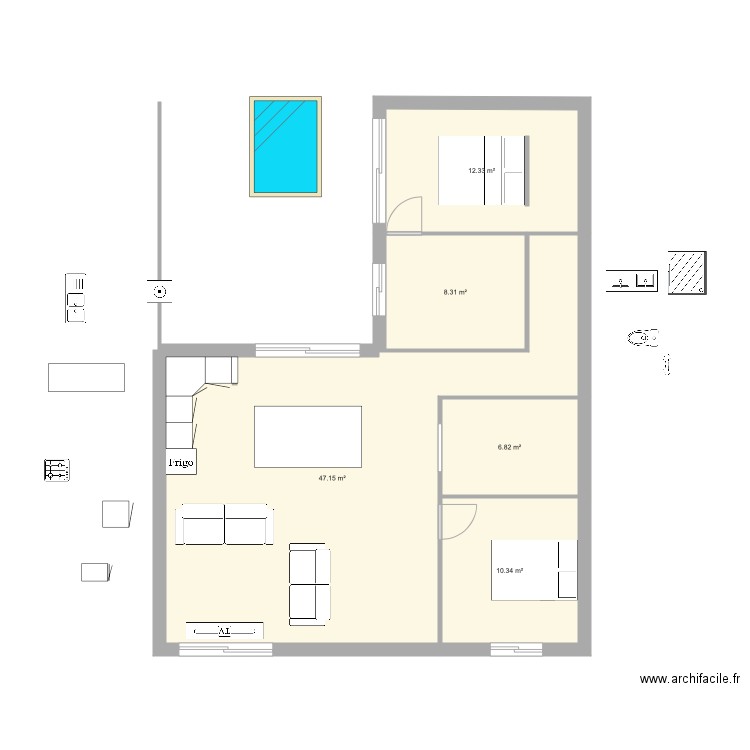 Maison Parpaing double mitoyenneté v2. Plan de 0 pièce et 0 m2