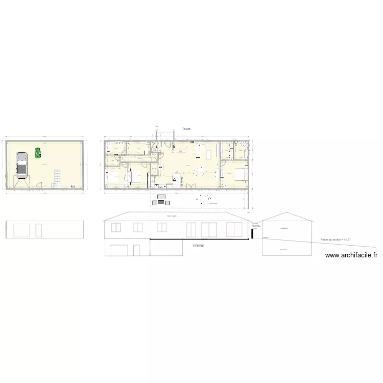Avec ssol et chb parent levé du soleil ave avancée largeur 7,5. Plan de Avec ssol et chb parent levé du soleil ave avancée largeur 7,5. Plan de