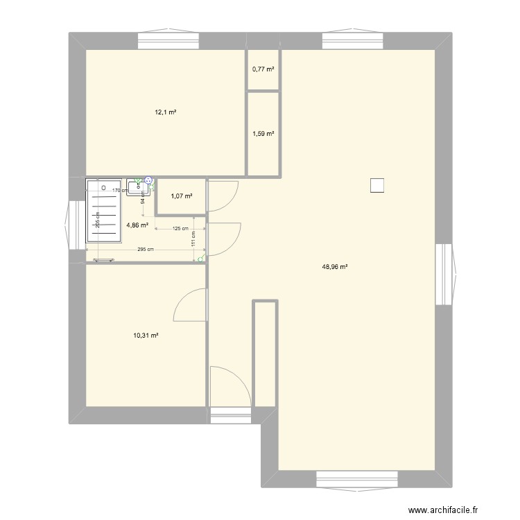 maison cecile RDC. Plan de 7 pièces et 80 m2