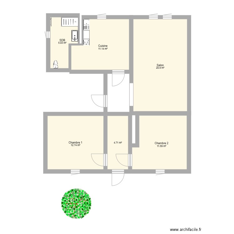plan appartement 66 m2