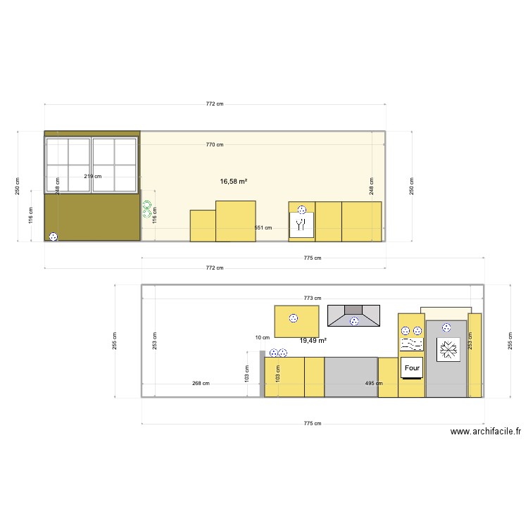 visuel cuisineelec. Plan de 2 pièces et 36 m2