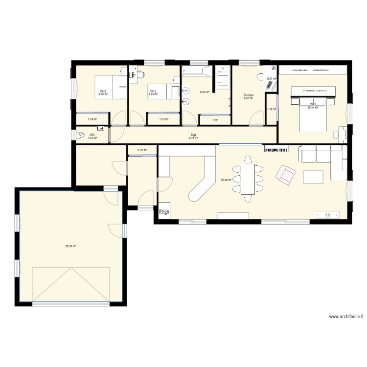 plan base meublé. Plan de 0 pièce et 0 m2