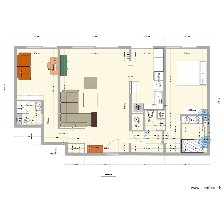 master. Plan de 7 pièces et 77 m2