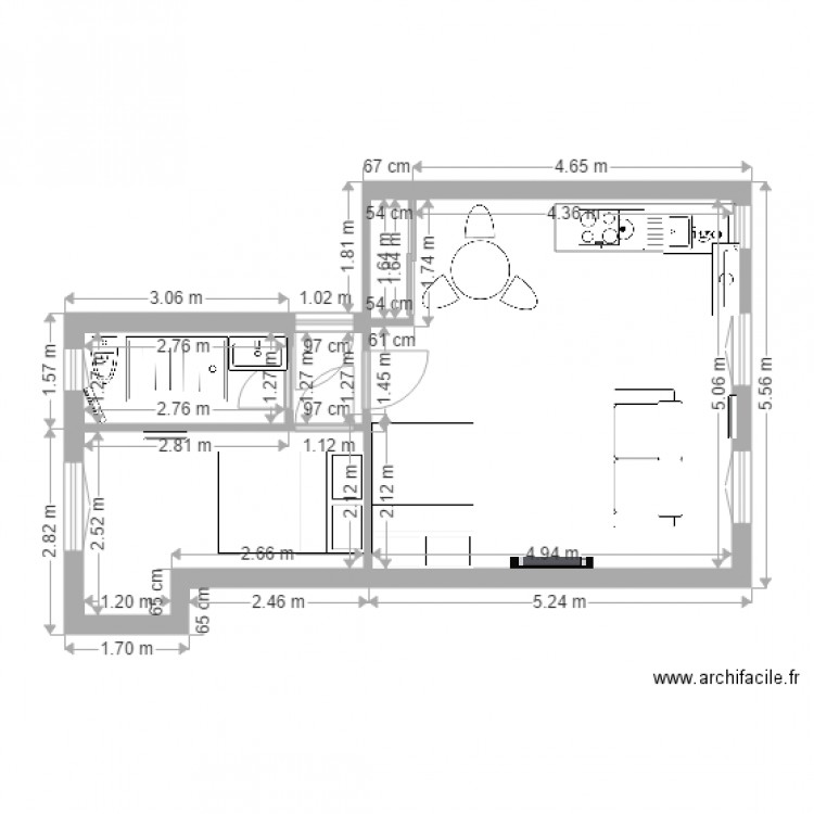 nouveau plan caire. Plan de 4 pièces et 38 m2